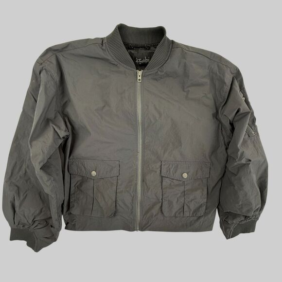 Ksubi Elemental Bomber Jacket Women Size Small Charcoal Gray Full Zip Cropped - Picture 1 of 11